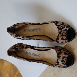 Luciano Padovan, leopard print, 4" hills, 37.5